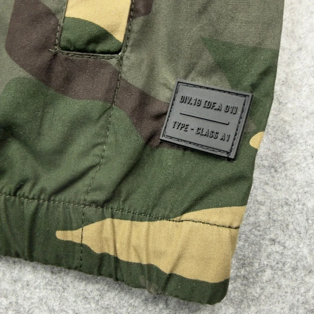 Denim & Flower Ricky Singh Mens Camo Hooded Windbreaker Jacket Neon Zip Green L
